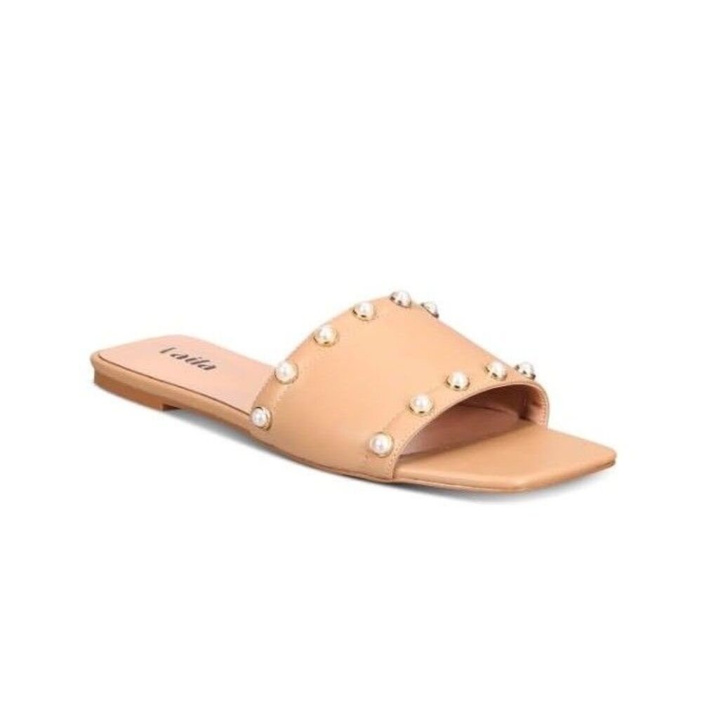 Vaila Womens 9 M Sand Dana Studded Flat Strappy Sandals NIB MG9